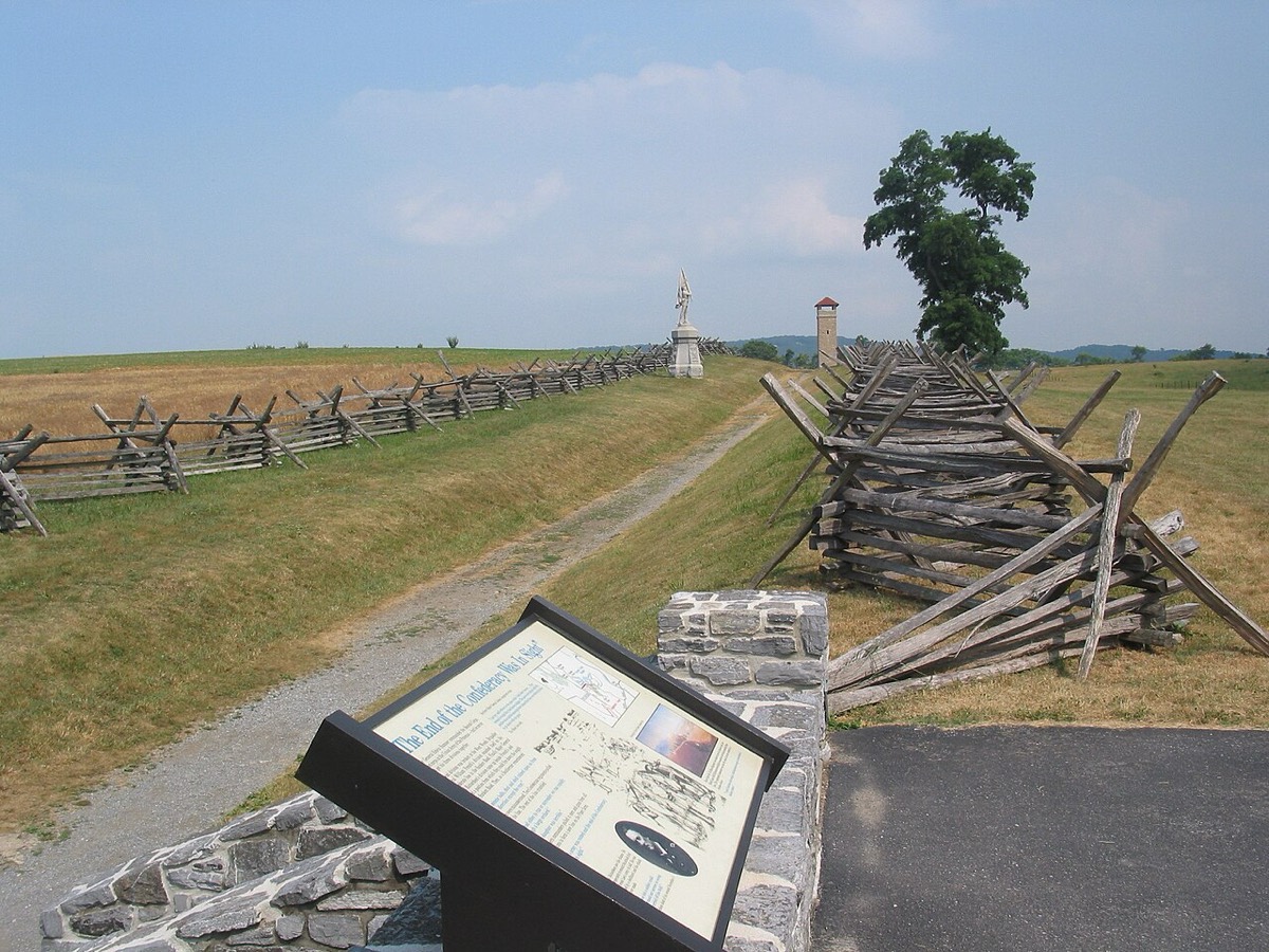 A view down the "Bloody Lane" at the Antietam National Battlefield, in northwestern Maryland.