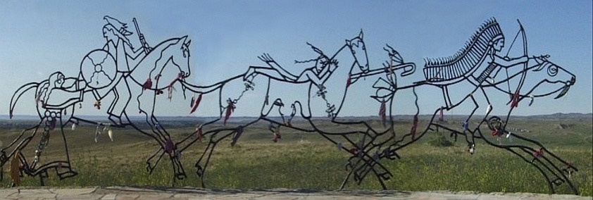Iron sculpture by Native artist Colleen Cutschall honoring the Native Americans. Placed next to the old memorial for Custer.
